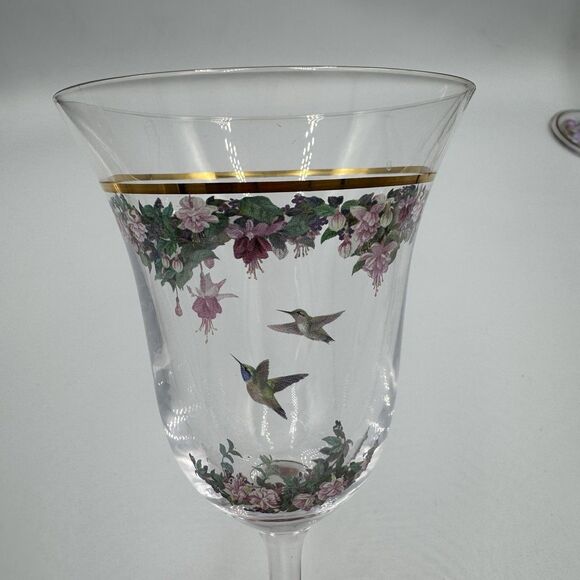 Lena Liu Bradex Hummingbirds and Flowers Wine Glasses Goblets  Set of 6 - Picture 7 of 13